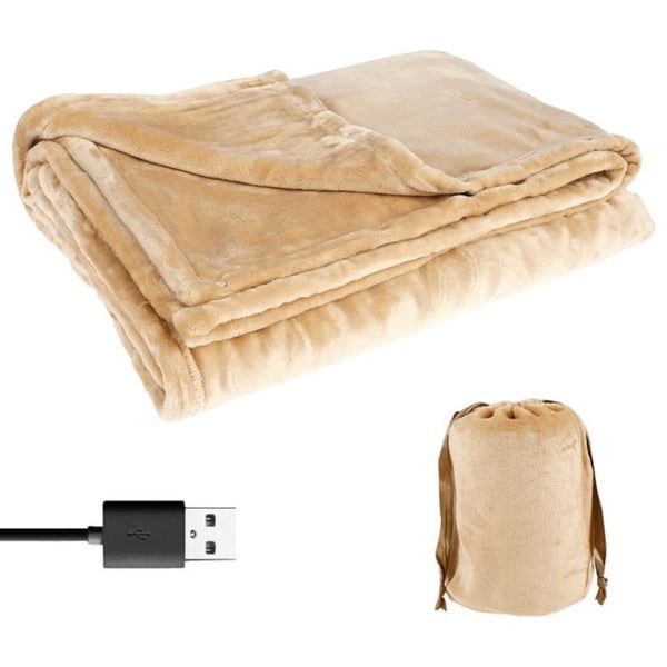 USB Heated Blanket Throw with Plush Fleece and Storage Bag - Image 2
