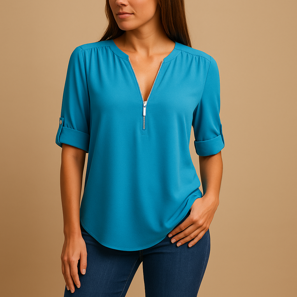 Women’s V-neck blouse with a breathable, lightly tailored fit, ideal for work, casual wear, and stylish everyday outfits.