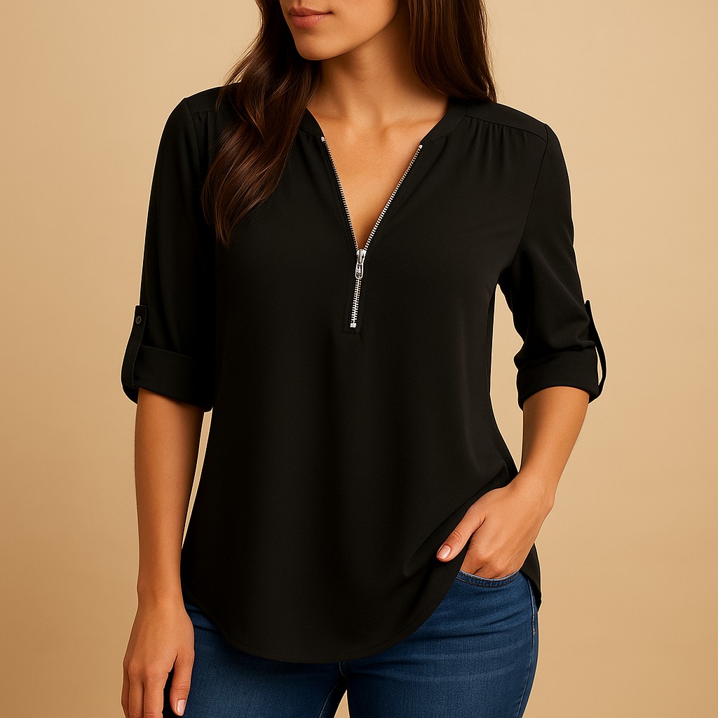 Women’s V-neck blouse with a breathable, lightly tailored fit, ideal for work, casual wear, and stylish everyday outfits.