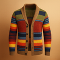 Men’s vintage knitted cardigan with button-down design, warm chunky texture, and timeless style for autumn and winter outfits.