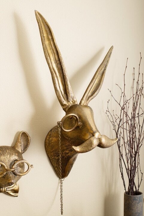 Wall Art Animal Head Sculpture with Textured Details and Antique Gold Finish - Image 17