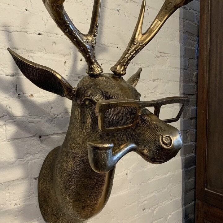 Wall Art Animal Head Sculpture with Textured Details and Antique Gold Finish - Image 2