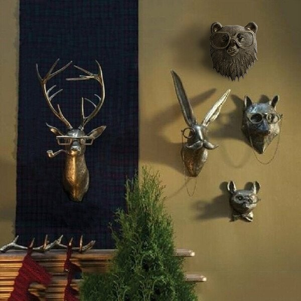Wall Art Animal Head Sculpture with Textured Details and Antique Gold Finish - Image 5