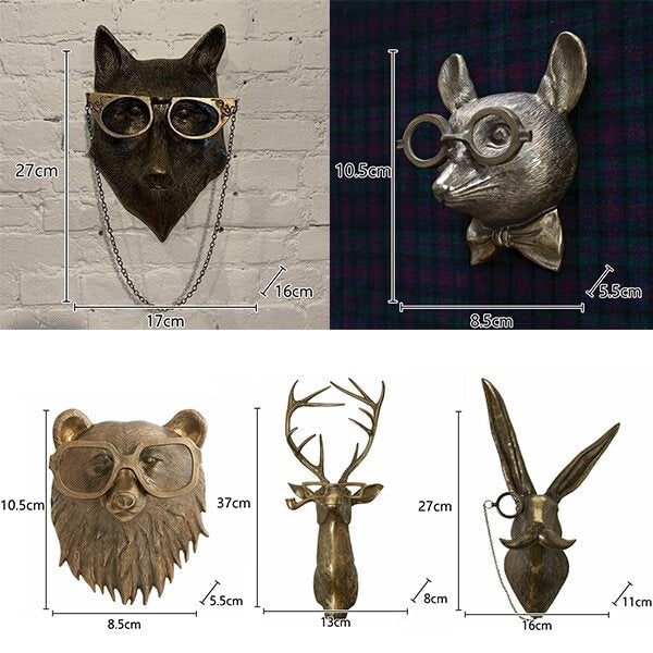 Wall Art Animal Head Sculpture with Textured Details and Antique Gold Finish - Image 9