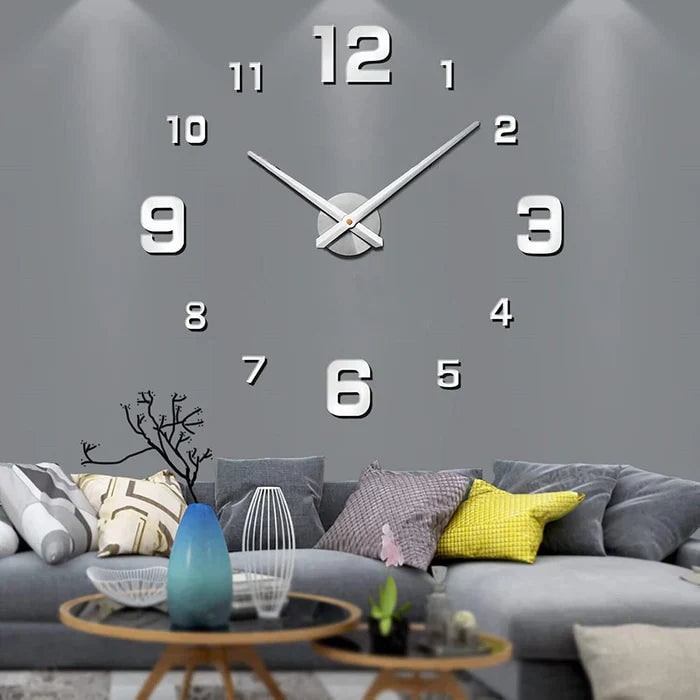 Wall Clock with Roman Numerals and 3D Self-Adhesive Numbers Modern Minimalist Silent Mechanism - Image 6