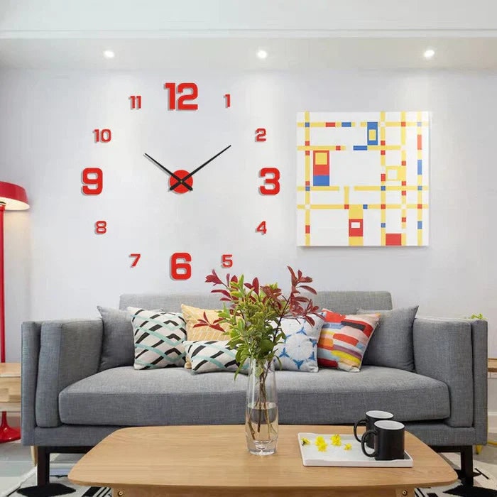 Wall Clock with Roman Numerals and 3D Self-Adhesive Numbers Modern Minimalist Silent Mechanism - Image 8