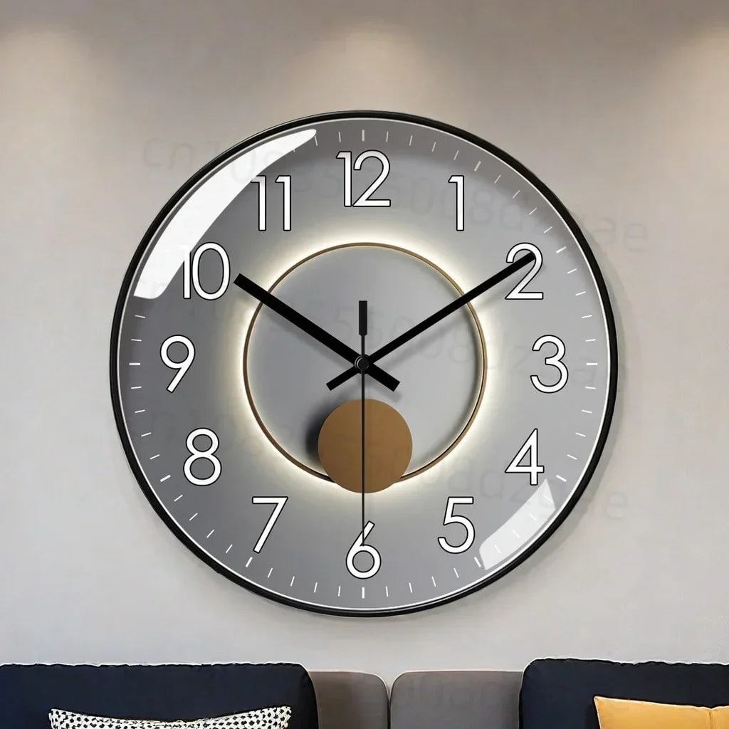 Wall Clock with Silent Mechanism and Glass Cover Minimalist Analog Design - Image 1