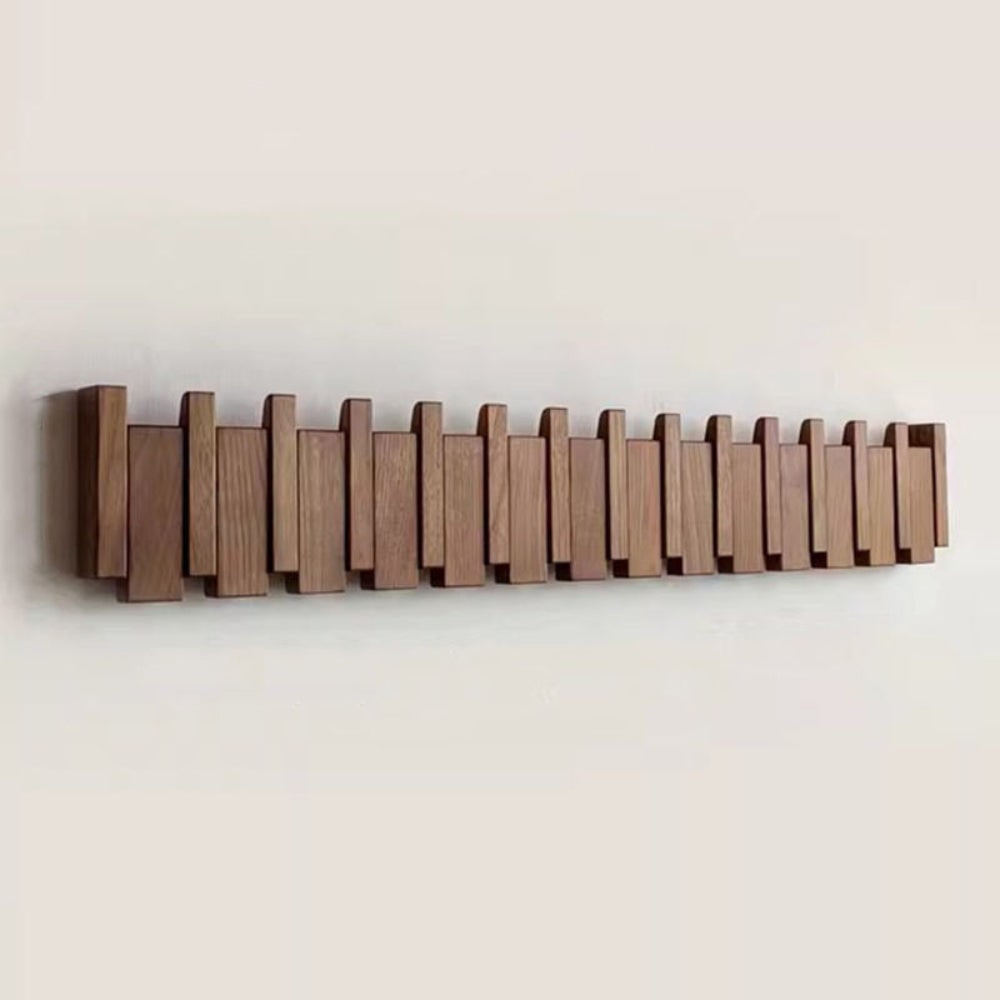 Wall Coat Rack with Foldable Hooks and Piano Key Design - Image 1