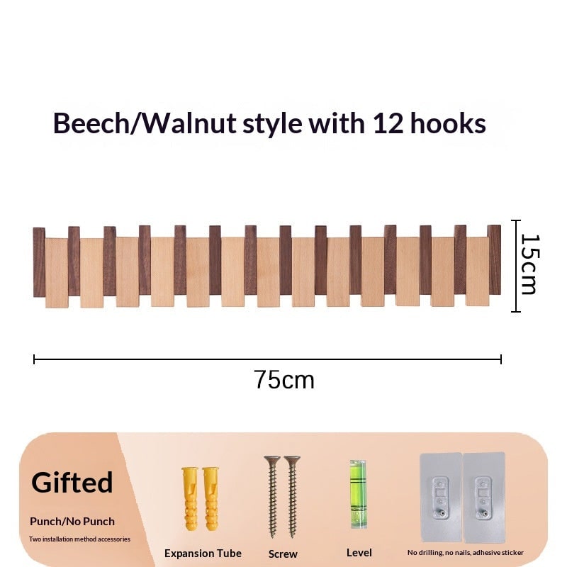 Wall Coat Rack with Foldable Hooks and Piano Key Design - Image 18