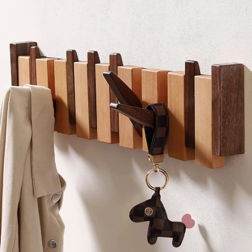 Wall Coat Rack with Foldable Hooks and Piano Key Design - Image 3