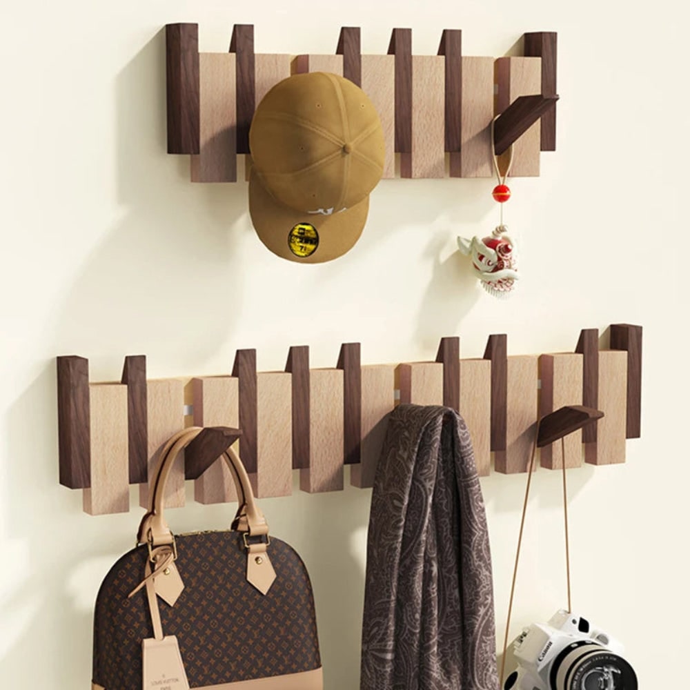 Wall Coat Rack with Foldable Hooks and Piano Key Design - Image 6