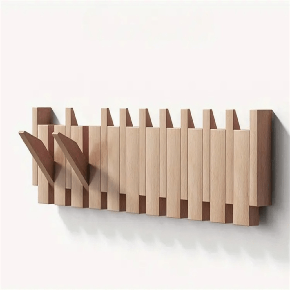 Wall Coat Rack with Foldable Hooks and Piano Key Design - Image 8