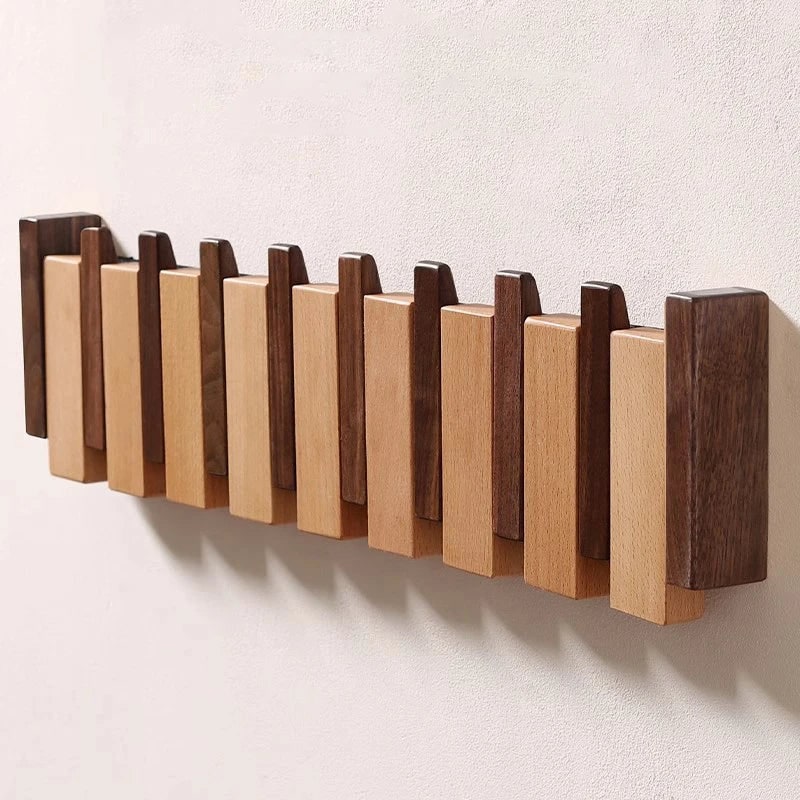 Wall Coat Rack with Foldable Hooks and Piano Key Design - Image 9