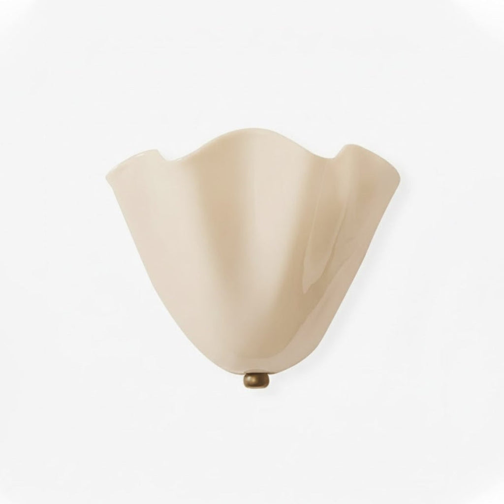 Wall Sconce with Wavy Handkerchief Glass Shade and Warm Ambient Lighting - Image 1