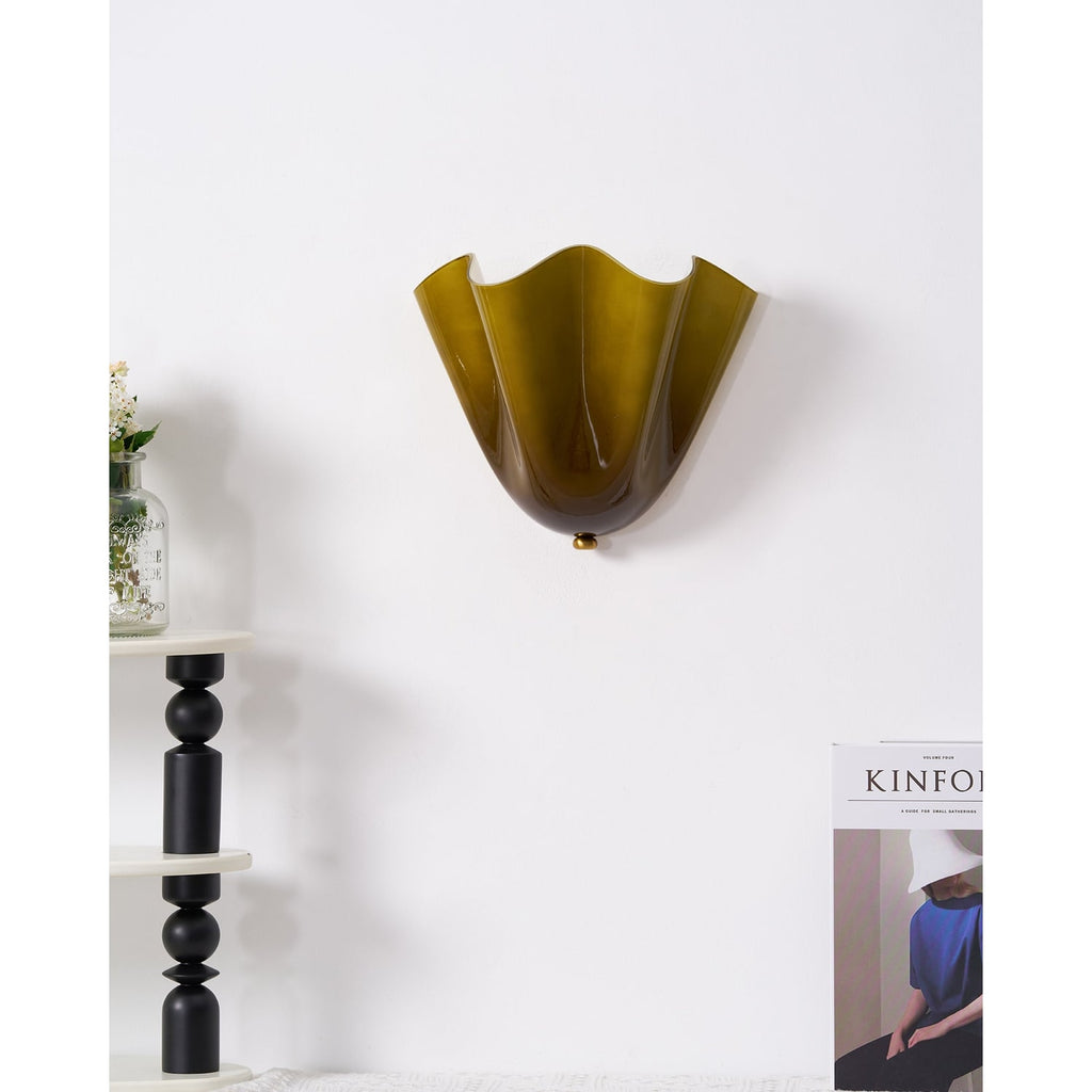 Wall Sconce with Wavy Handkerchief Glass Shade and Warm Ambient Lighting - Image 11