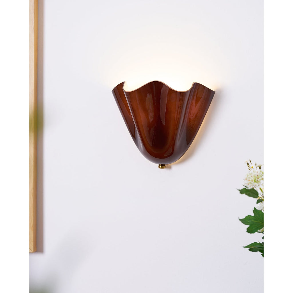 Wall Sconce with Wavy Handkerchief Glass Shade and Warm Ambient Lighting - Image 12