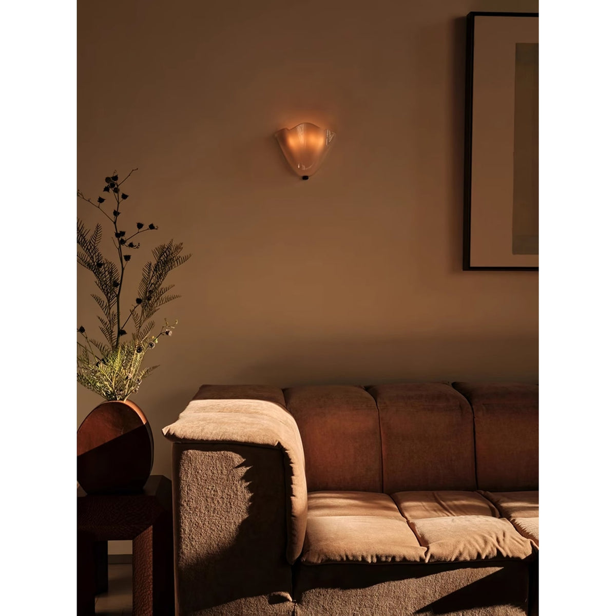 Wall Sconce with Wavy Handkerchief Glass Shade and Warm Ambient Lighting - Image 16