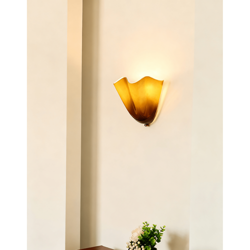 Wall Sconce with Wavy Handkerchief Glass Shade and Warm Ambient Lighting - Image 2