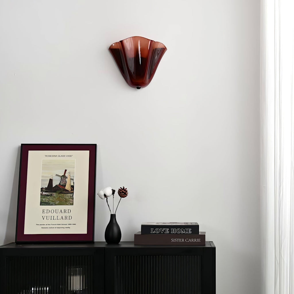 Wall Sconce with Wavy Handkerchief Glass Shade and Warm Ambient Lighting - Image 22