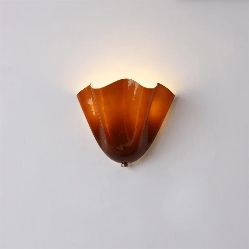 Wall Sconce with Wavy Handkerchief Glass Shade and Warm Ambient Lighting - Image 26