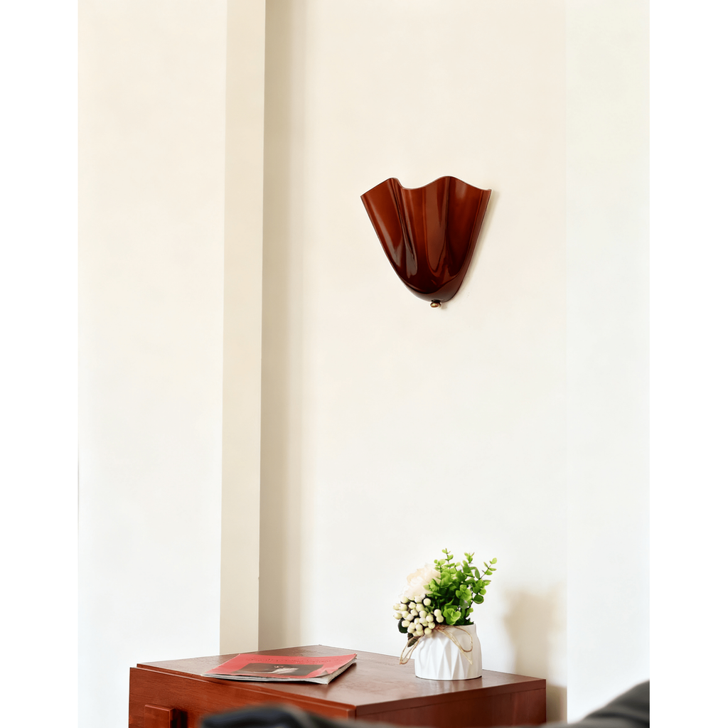 Wall Sconce with Wavy Handkerchief Glass Shade and Warm Ambient Lighting - Image 3