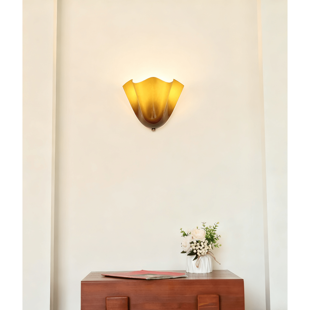 Wall Sconce with Wavy Handkerchief Glass Shade and Warm Ambient Lighting - Image 39