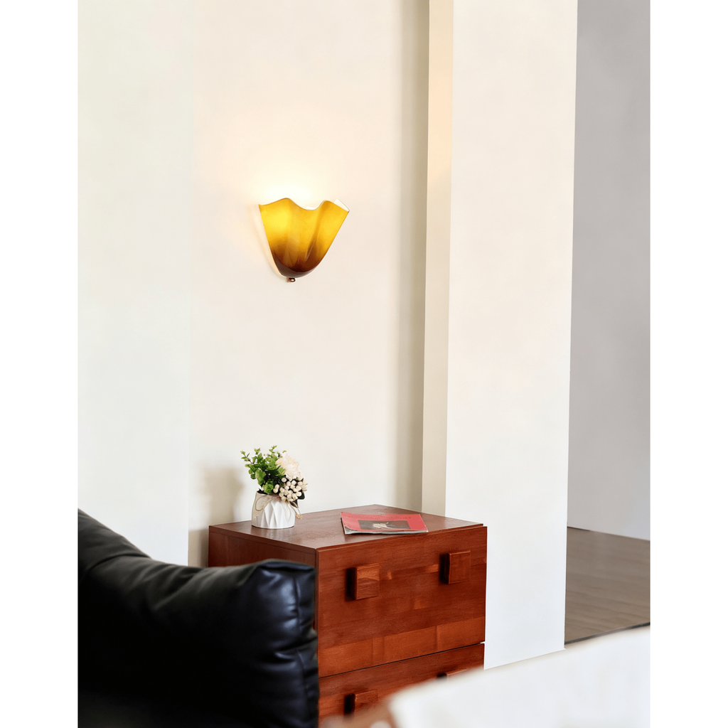 Wall Sconce with Wavy Handkerchief Glass Shade and Warm Ambient Lighting - Image 40