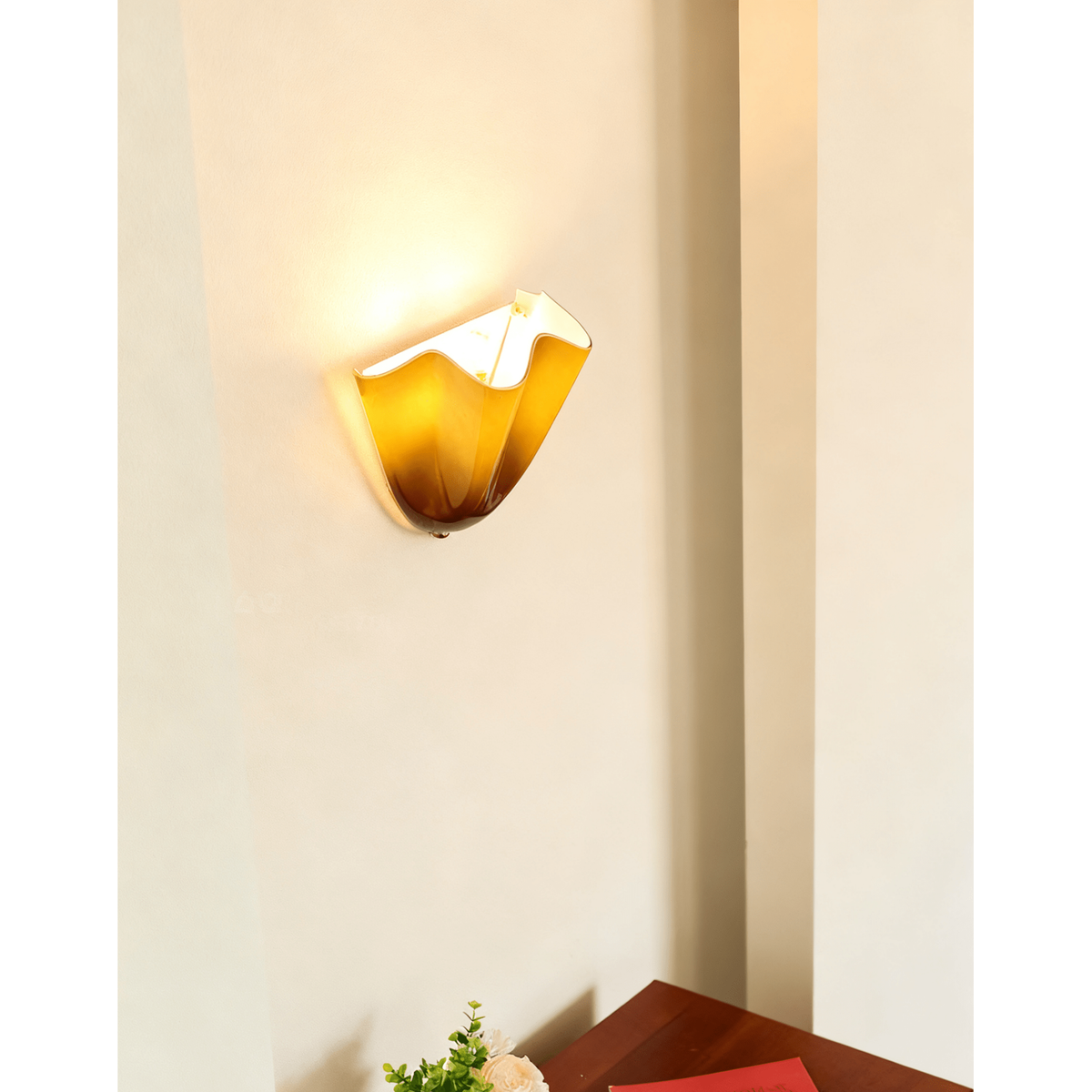 Wall Sconce with Wavy Handkerchief Glass Shade and Warm Ambient Lighting - Image 41