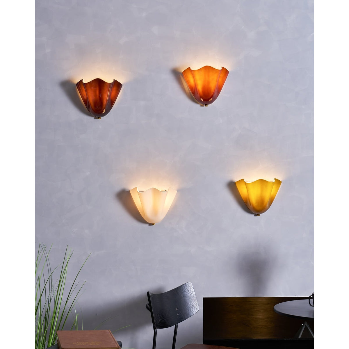 Wall Sconce with Wavy Handkerchief Glass Shade and Warm Ambient Lighting - Image 43