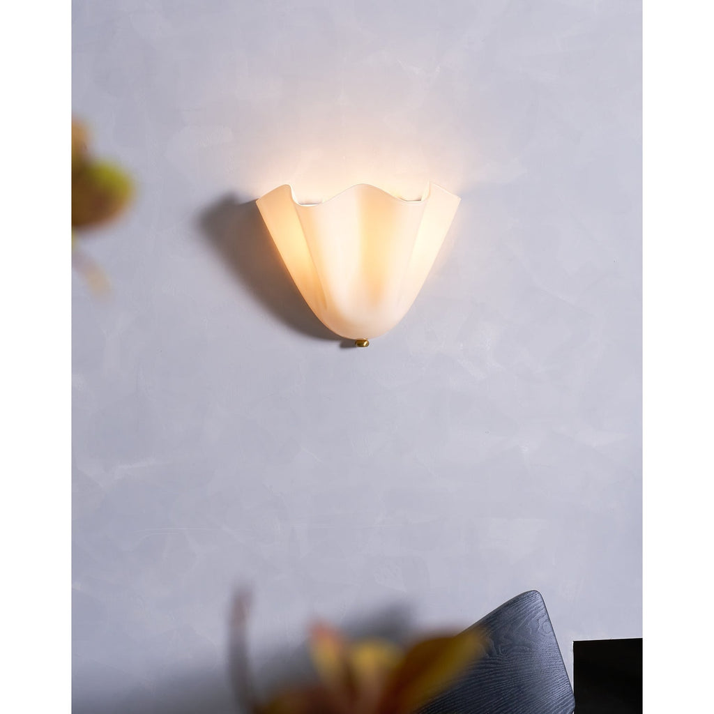 Wall Sconce with Wavy Handkerchief Glass Shade and Warm Ambient Lighting - Image 45