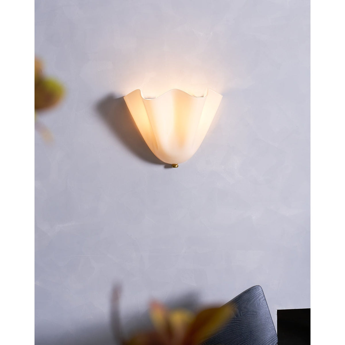 Wall Sconce with Wavy Handkerchief Glass Shade and Warm Ambient Lighting - Image 45