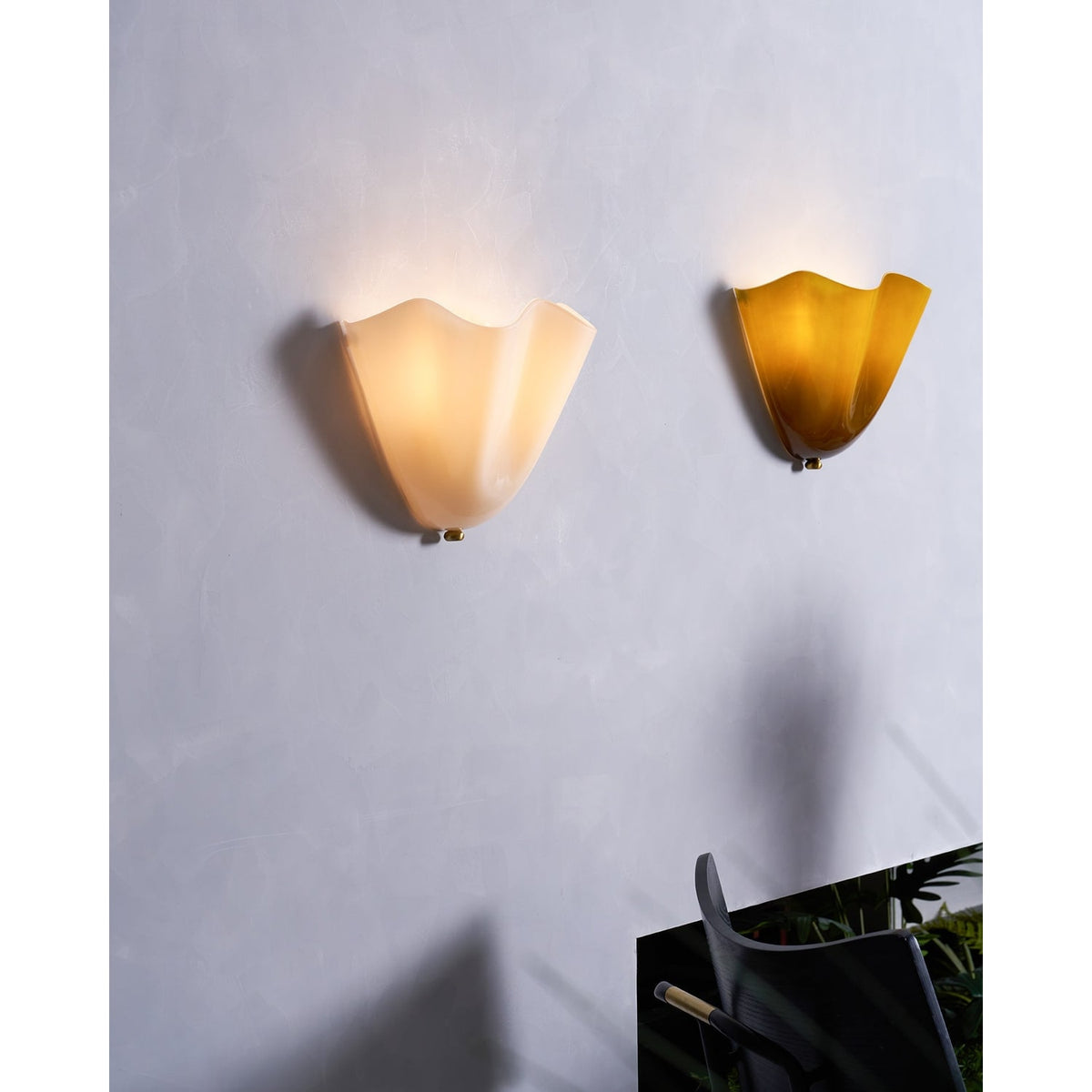 Wall Sconce with Wavy Handkerchief Glass Shade and Warm Ambient Lighting - Image 46