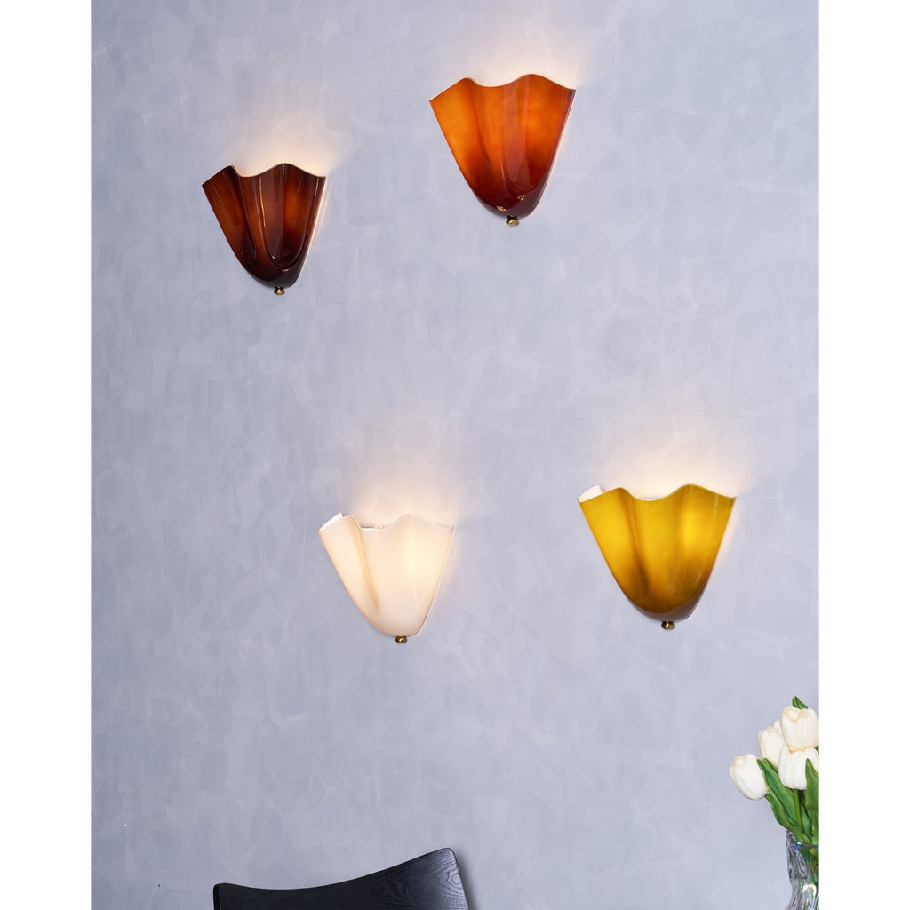 Wall Sconce with Wavy Handkerchief Glass Shade and Warm Ambient Lighting - Image 47