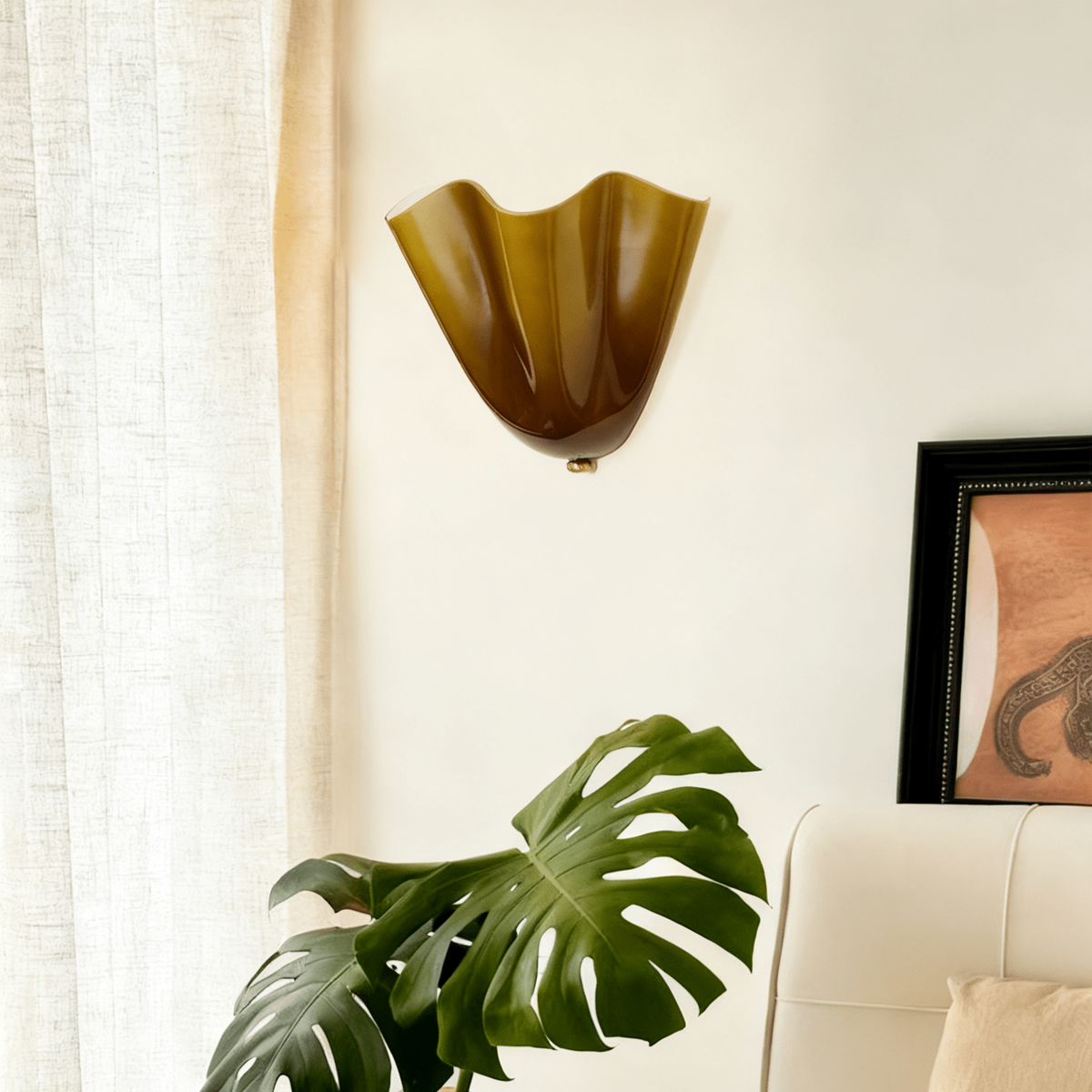Wall Sconce with Wavy Handkerchief Glass Shade and Warm Ambient Lighting - Image 5