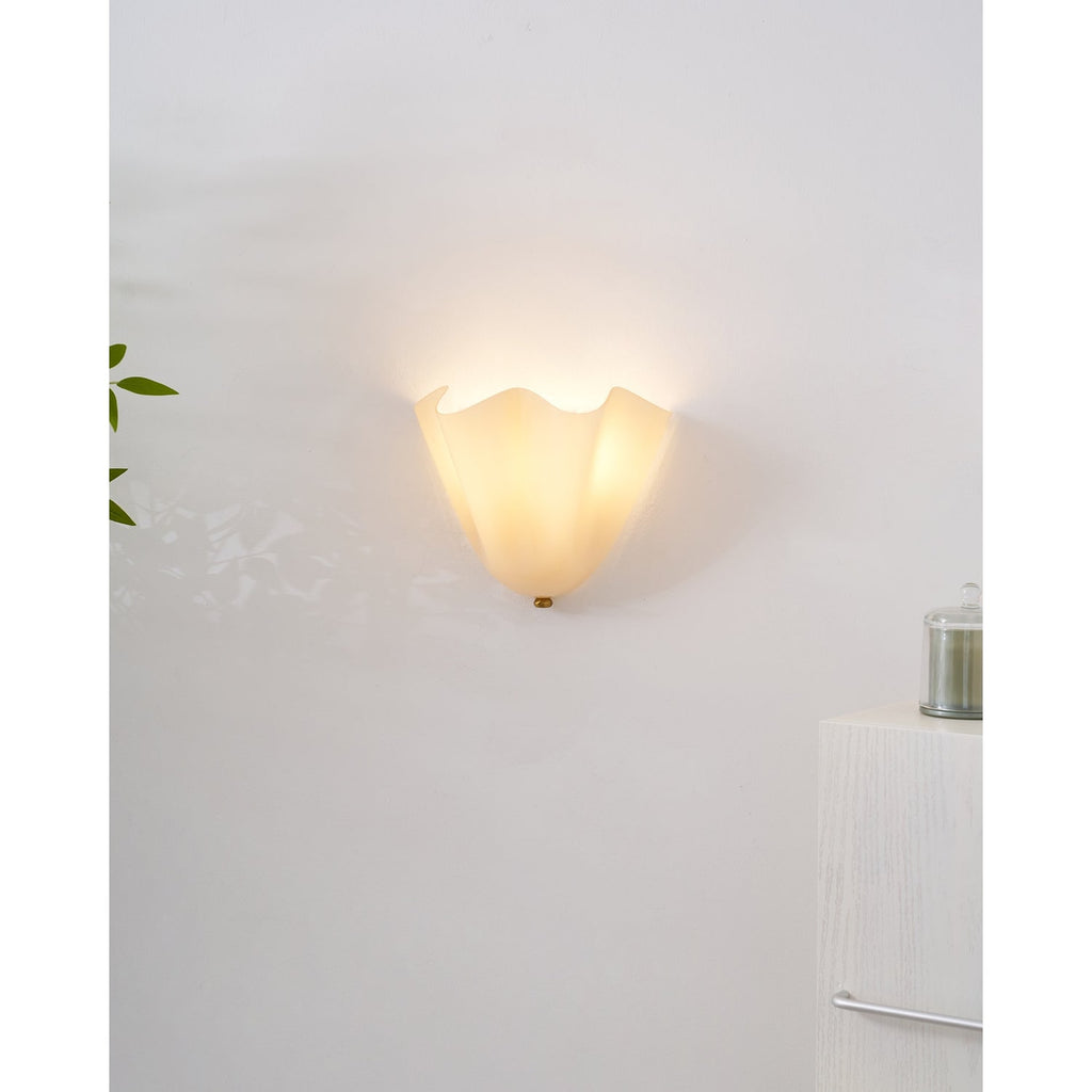 Wall Sconce with Wavy Handkerchief Glass Shade and Warm Ambient Lighting - Image 50