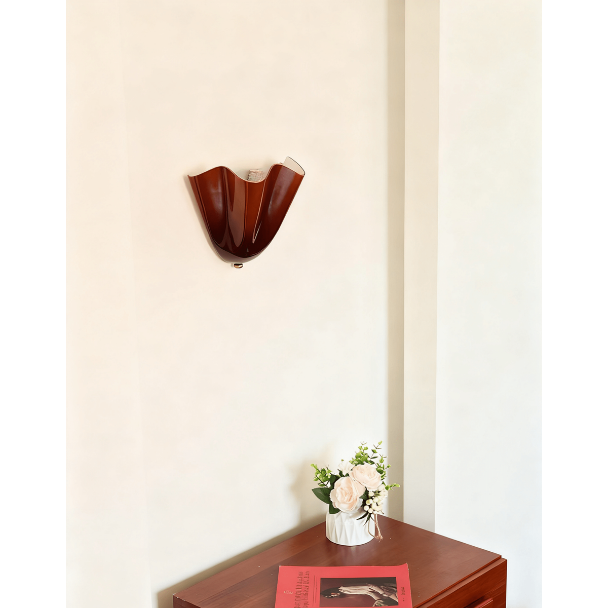 Wall Sconce with Wavy Handkerchief Glass Shade and Warm Ambient Lighting - Image 6