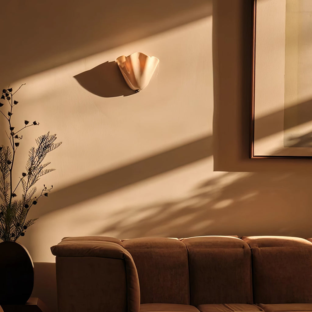 Wall Sconce with Wavy Handkerchief Glass Shade and Warm Ambient Lighting - Image 7
