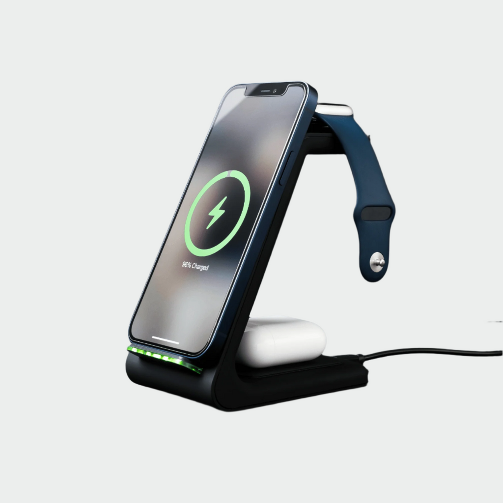 Wireless Charging Station with Qi Pad for Multiple Devices 3-In-1 Desktop Stand - Image 2