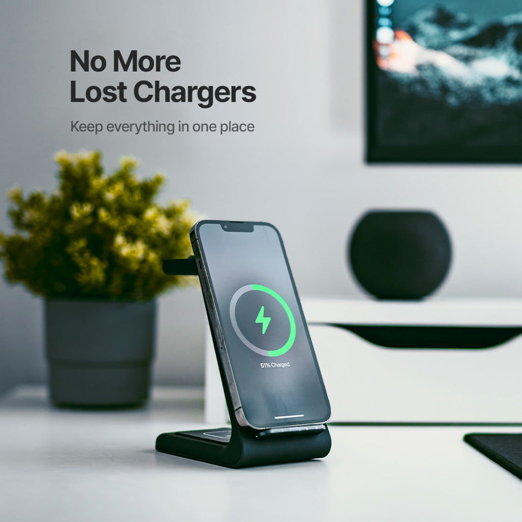 Wireless Charging Station with Qi Pad for Multiple Devices 3-In-1 Desktop Stand - Image 3