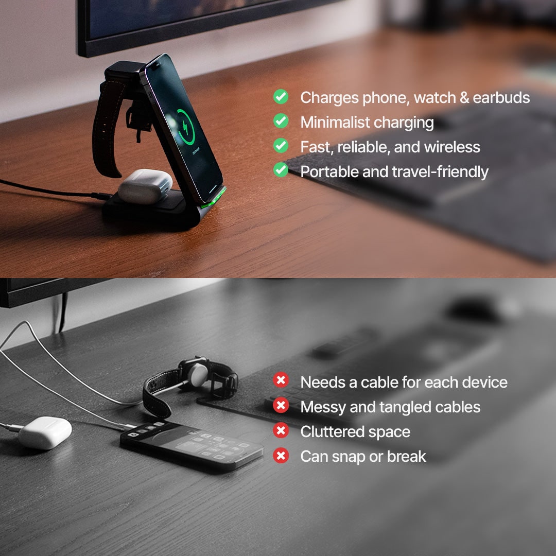 Wireless Charging Station with Qi Pad for Multiple Devices 3-In-1 Desktop Stand - Image 7
