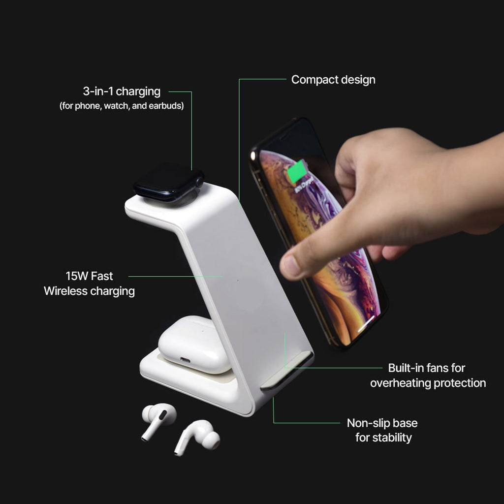 Wireless Charging Station with Qi Pad for Multiple Devices 3-In-1 Desktop Stand - Image 8