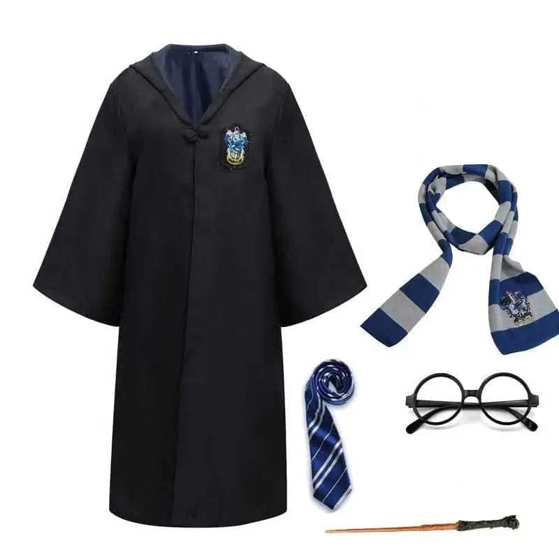 Wizard Costume Robe with Embroidered Crest Hooded Design and Flared Sleeves - Image 10