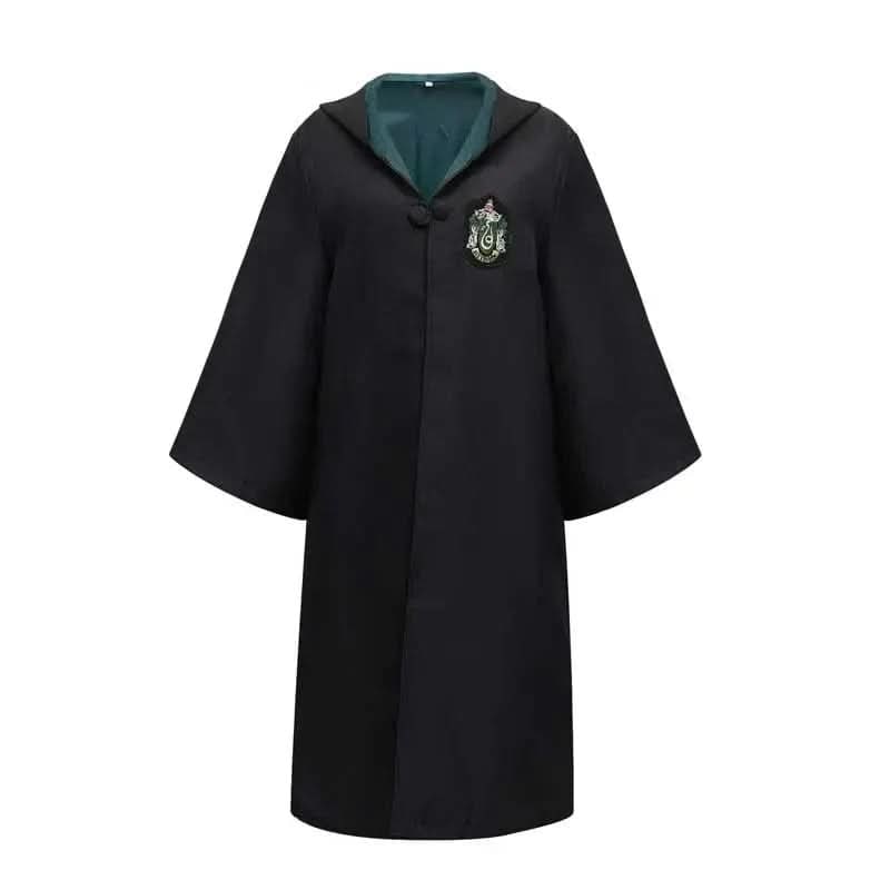 Wizard Costume Robe with Embroidered Crest Hooded Design and Flared Sleeves - Image 3