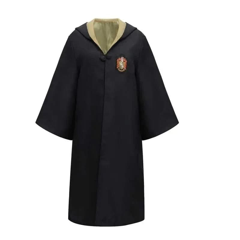 Wizard Costume Robe with Embroidered Crest Hooded Design and Flared Sleeves - Image 4