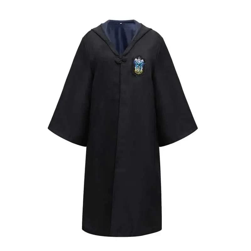 Wizard Costume Robe with Embroidered Crest Hooded Design and Flared Sleeves - Image 5