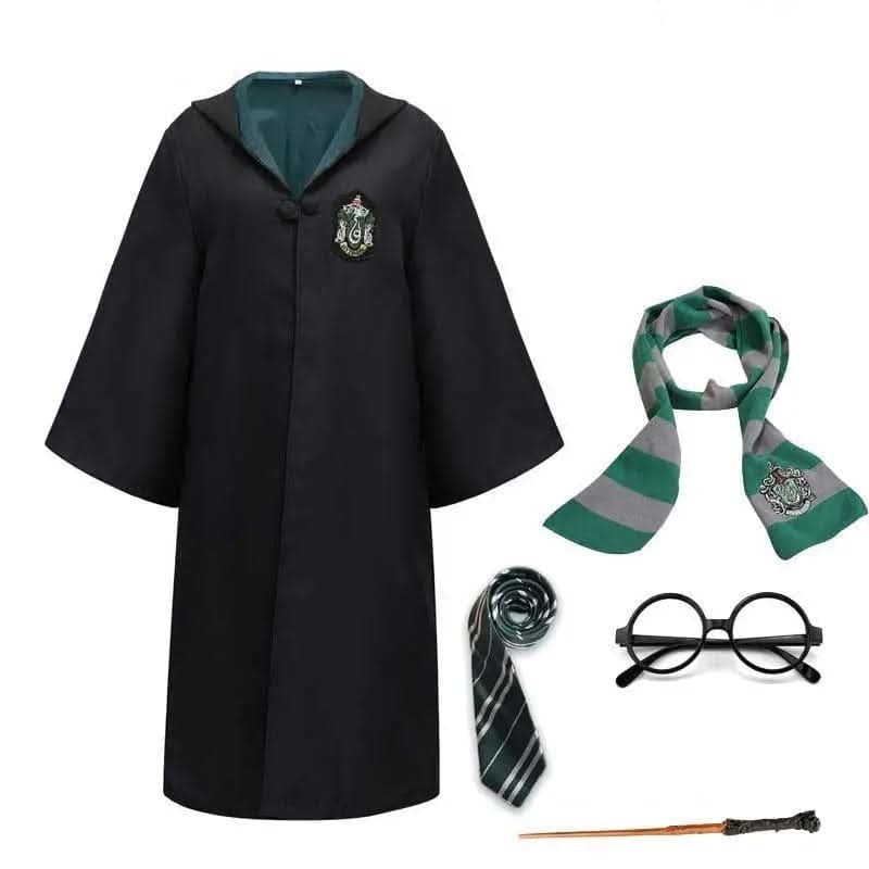 Wizard Costume Robe with Embroidered Crest Hooded Design and Flared Sleeves - Image 8