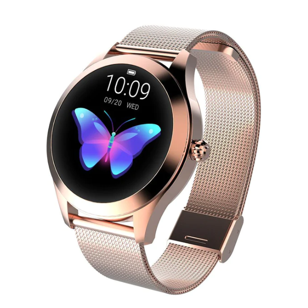 Women's Smartwatch with Round Digital Display Metallic Mesh Band and Sleep Tracking - Image 1