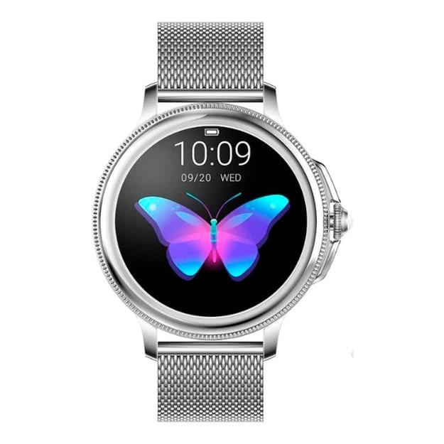 Women's Smartwatch with Round Digital Display Metallic Mesh Band and Sleep Tracking - Image 2