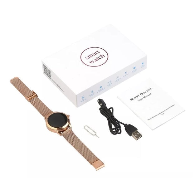 Women's Smartwatch with Round Digital Display Metallic Mesh Band and Sleep Tracking - Image 4