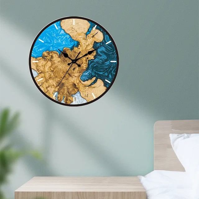 Wood Wall Clock with Live Edge Roman Numerals and Modern Minimalist Design - Image 5